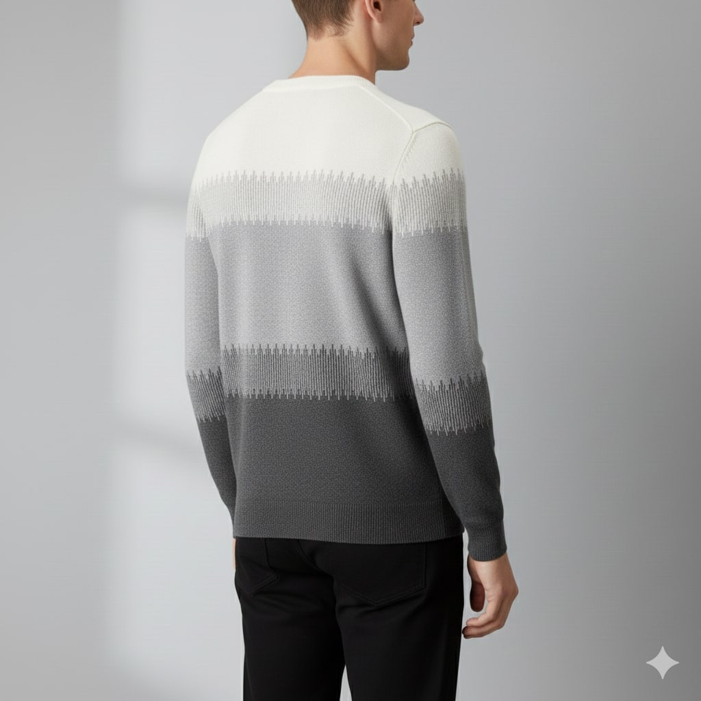 Nolan Men’s Wool Sweater – Lightweight Ultra-Fine Knit with Tonal Gradient
