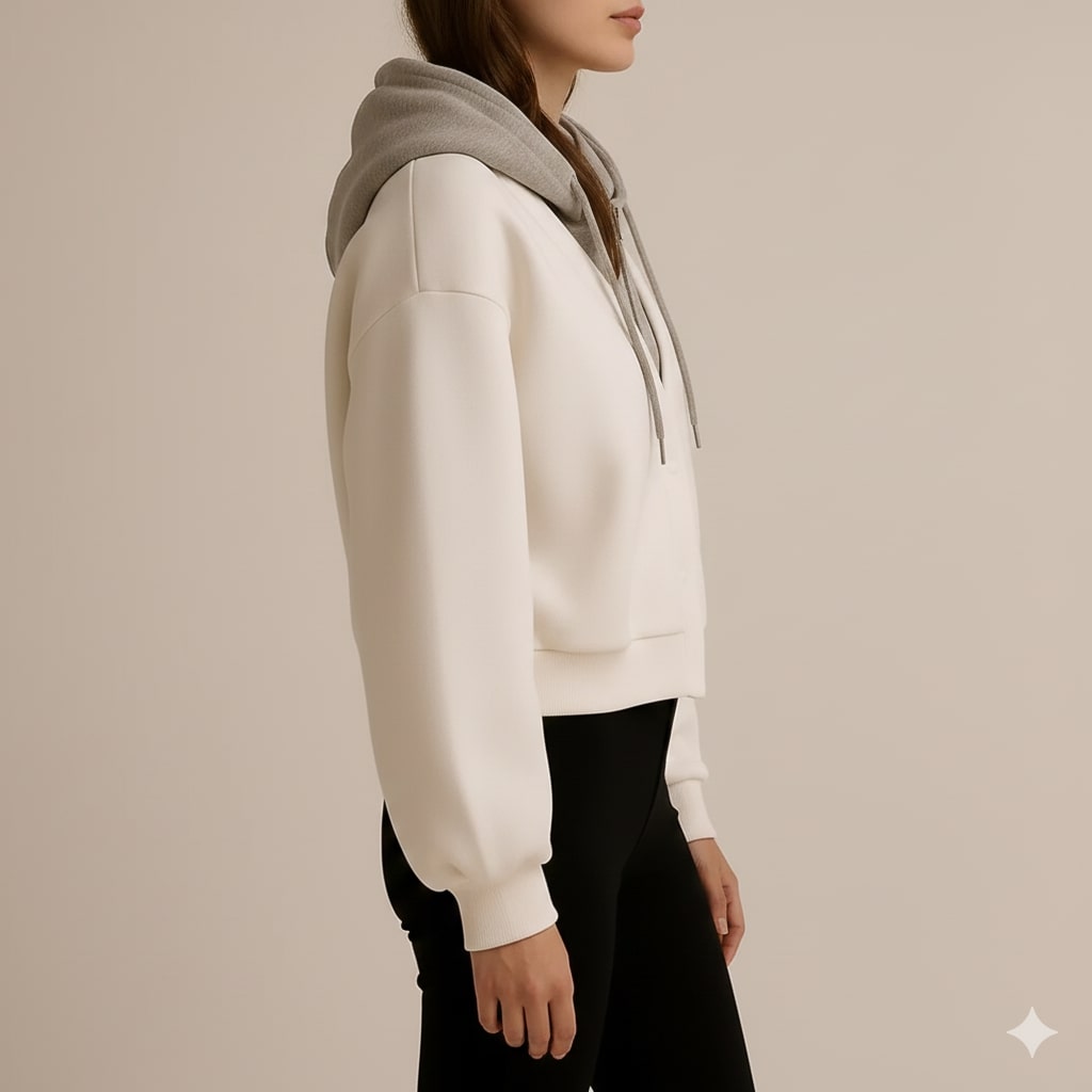 Marissa Women’s Cropped Cardigan – Puff Sleeve Hooded Cardigan