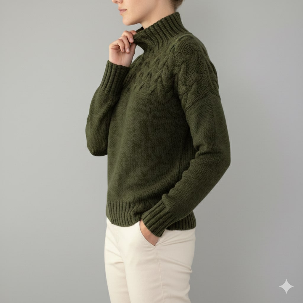 Marie Women’s Knit Jumper – Textured Soft High-Neck Pullover