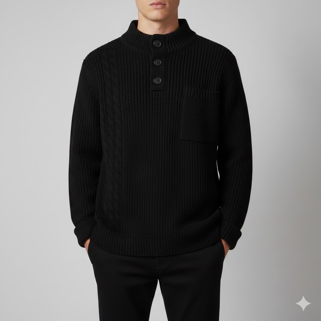 Julian Men’s Cable Knit Pullover – Soft O-Neck Sweater