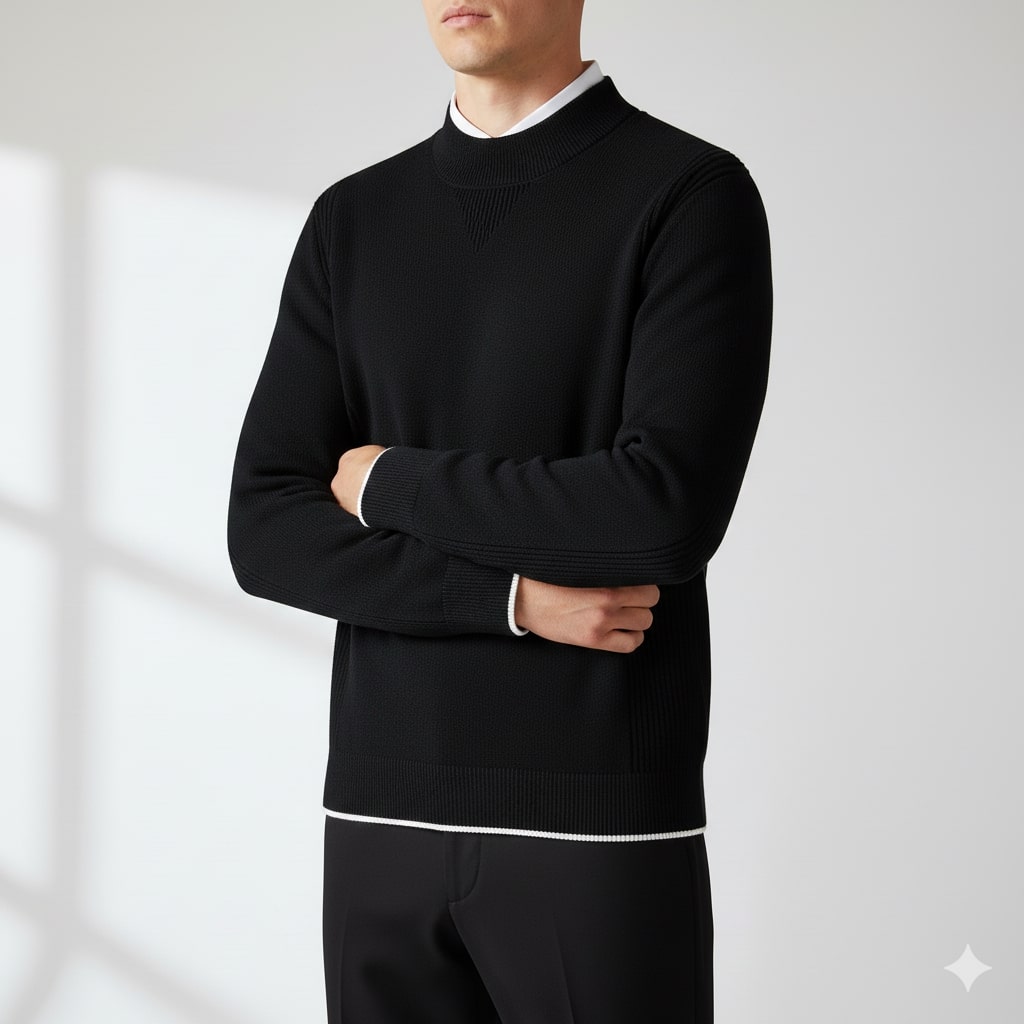Adrian Men’s Knit Sweater – Soft Ribbed Crewneck Pullover
