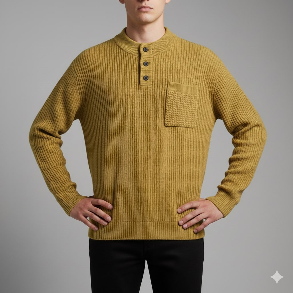 Darian Men’s Pullover Sweater – Thick Ribbed Knit Pullover