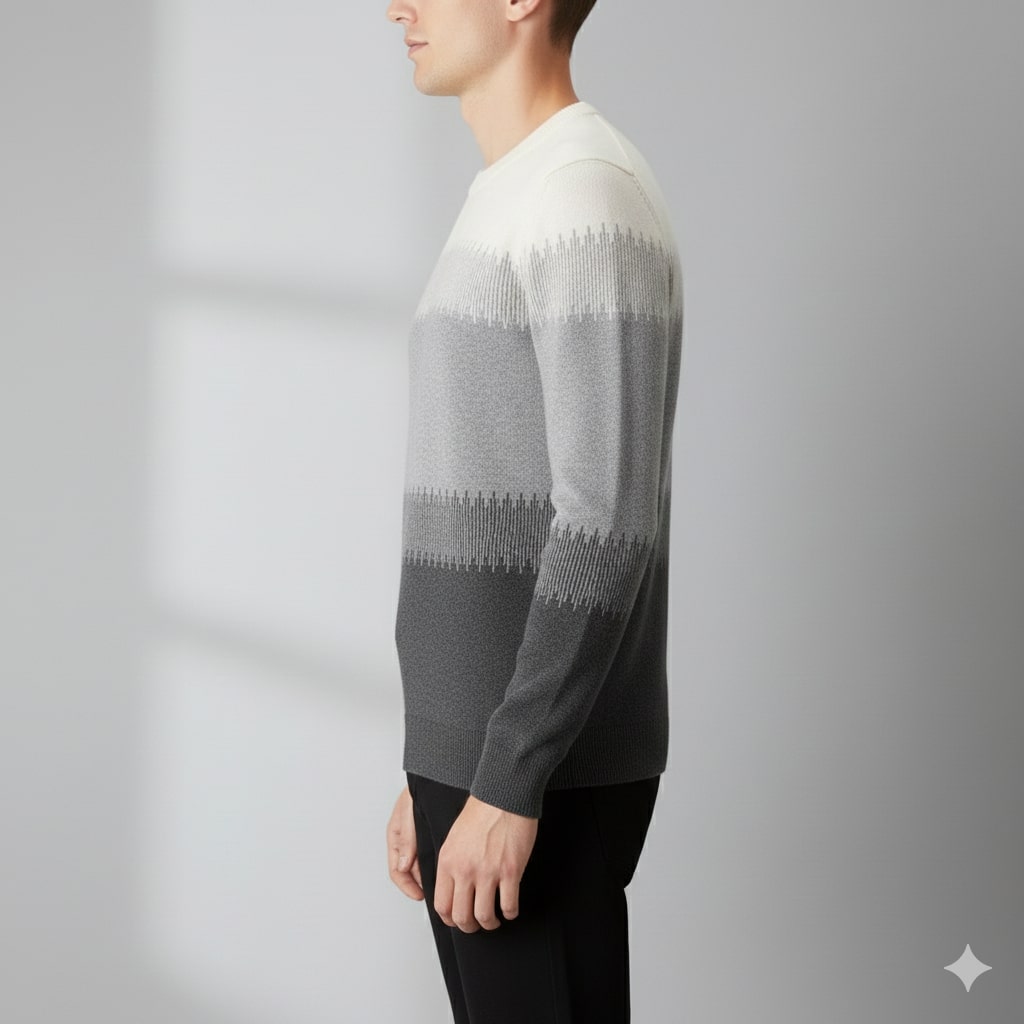 Nolan Men’s Wool Sweater – Lightweight Ultra-Fine Knit with Tonal Gradient