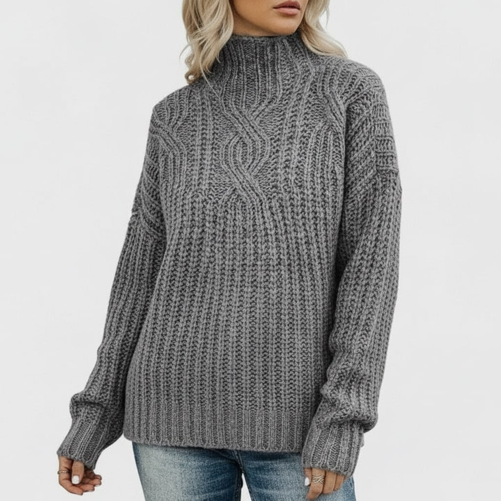 Theresa Women’s Cable Knit Sweater – Classic Textured Knit Pullover