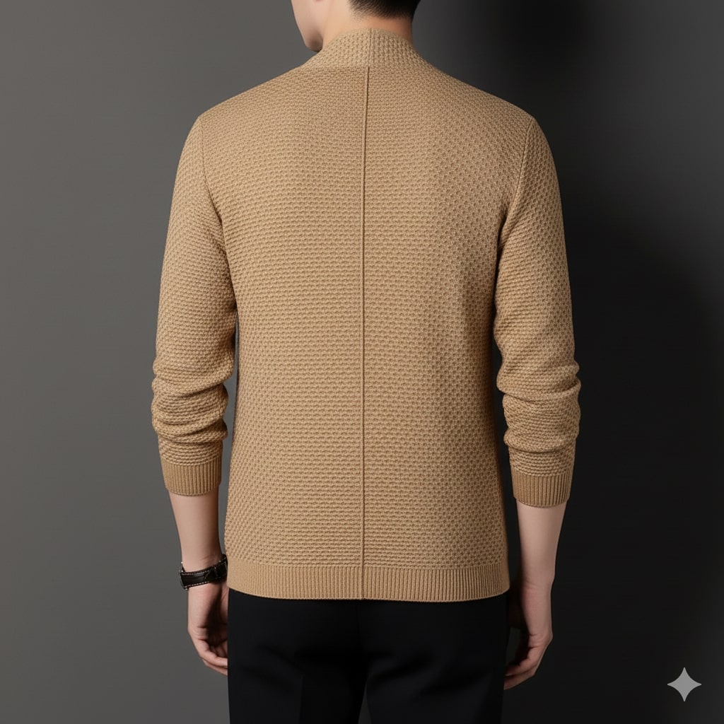 Inigo Men’s Jacquard Knit Cardigan – Soft Touch Embossed Cotton Cardigan