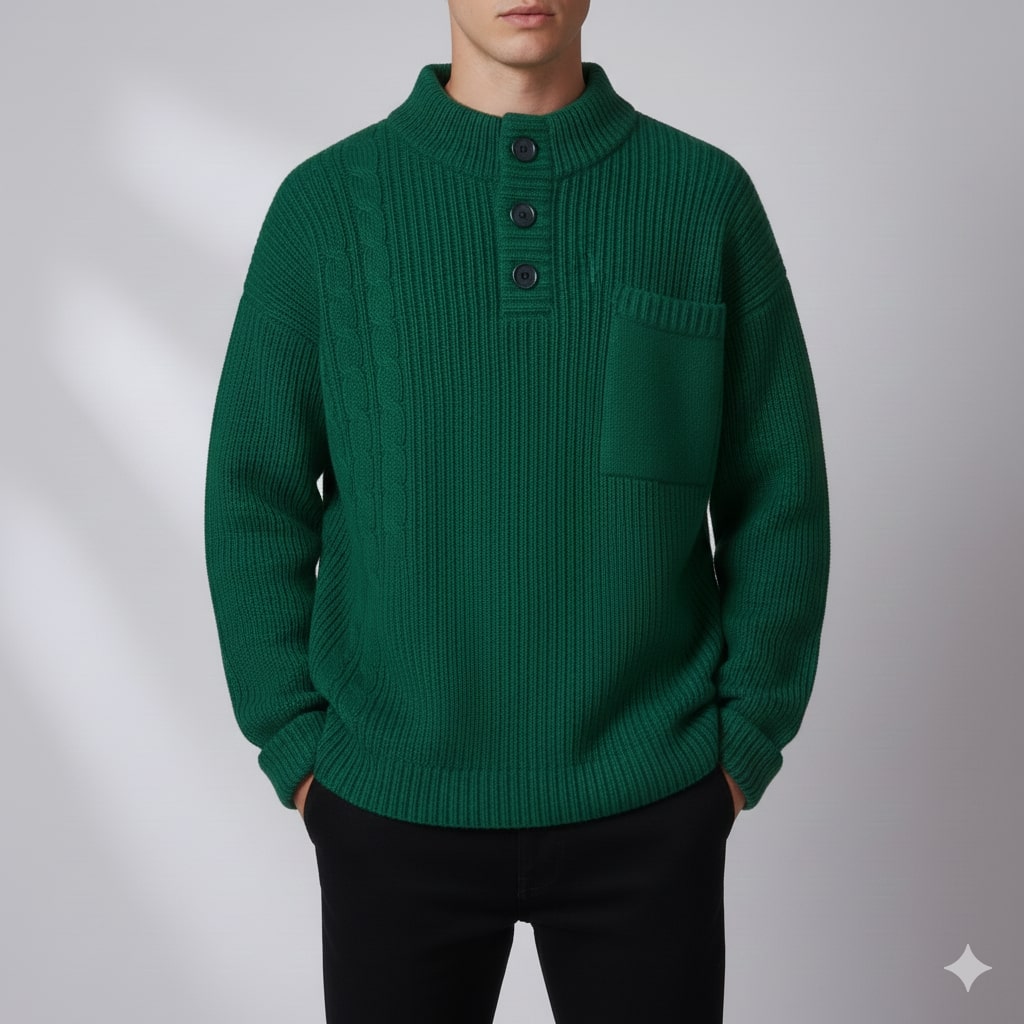 Julian Men’s Cable Knit Pullover – Soft O-Neck Sweater