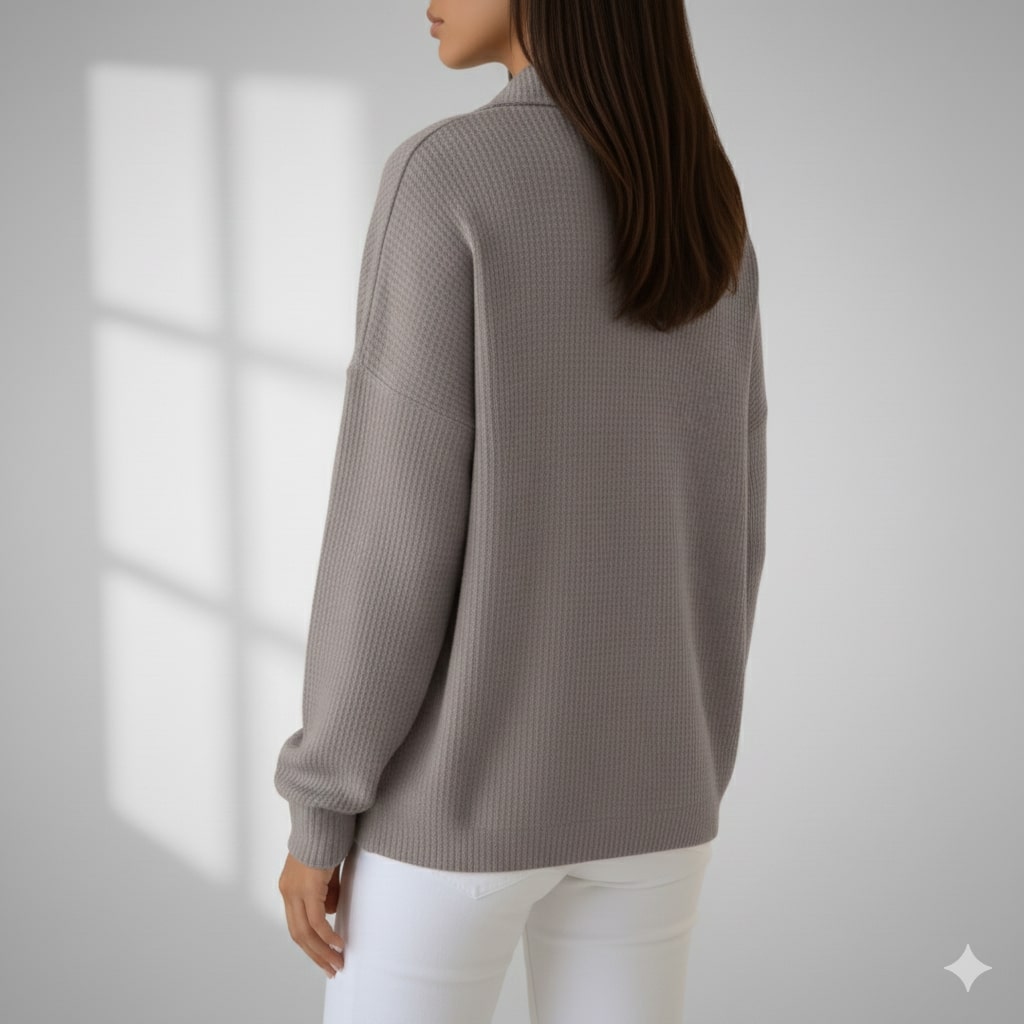 Jenny Women’s Knit Polo Sweater – Soft Ribbed Texture with Feminine Drape