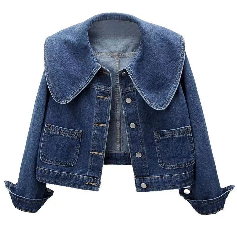 Maliya Women’s Denim Jacket – Cropped Fit with Oversized Collar