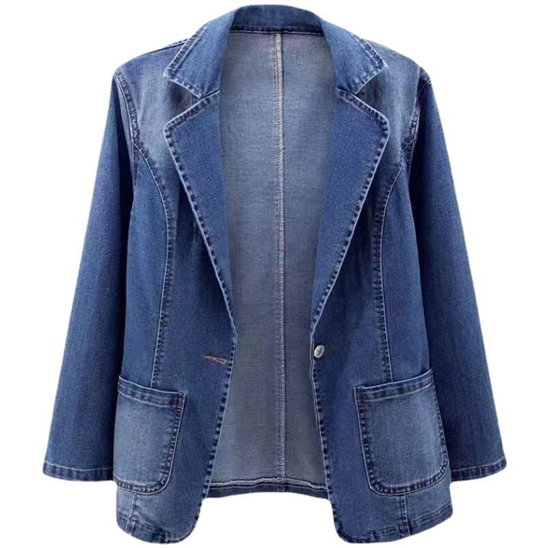 Siena Women’s Denim Blazer – Tailored Cotton Jacket with One-Button Closure