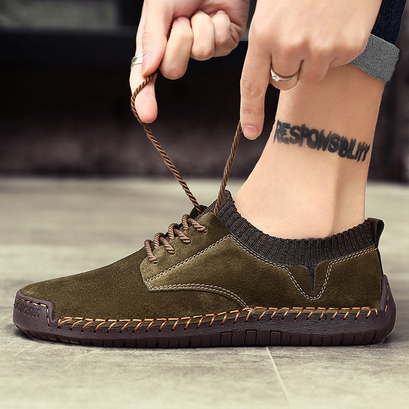 Hudson Men’s Suede Sneakers – Handmade Casual Shoes with Rope Laces
