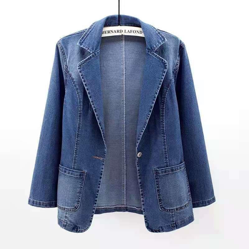 Siena Women’s Denim Blazer – Tailored Cotton Jacket with One-Button Closure