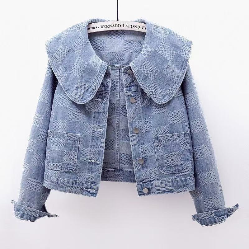 Maliya Women’s Denim Jacket – Cropped Fit with Oversized Collar