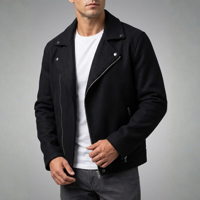 Alfie Men’s Wool Biker Jacket