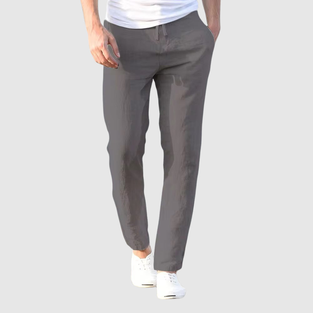 Luigi Straight-Cut Linen Pants – Men’s Linen Pants with Drawstring Waist
