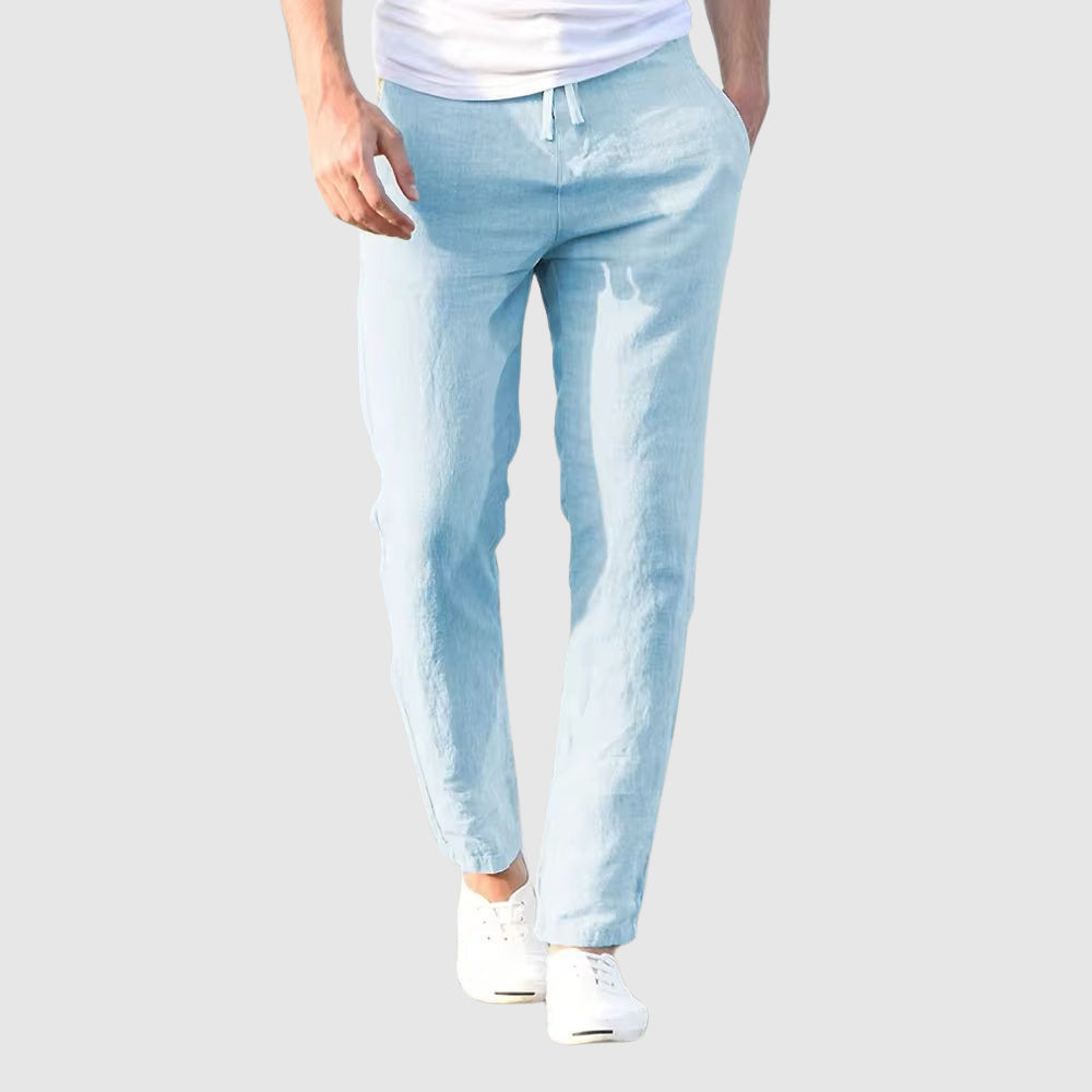 Luigi Straight-Cut Linen Pants – Men’s Linen Pants with Drawstring Waist