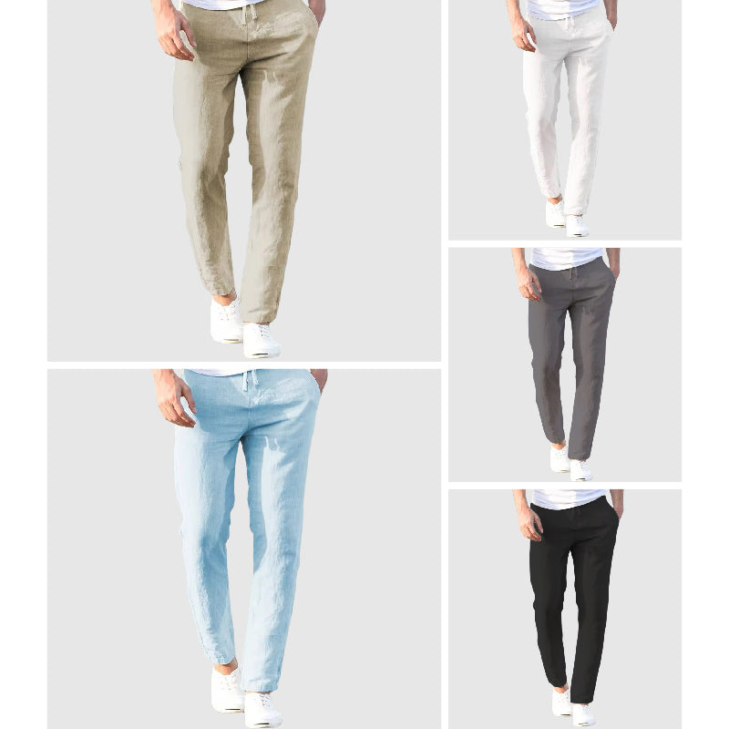 Luigi Straight-Cut Linen Pants – Men’s Linen Pants with Drawstring Waist