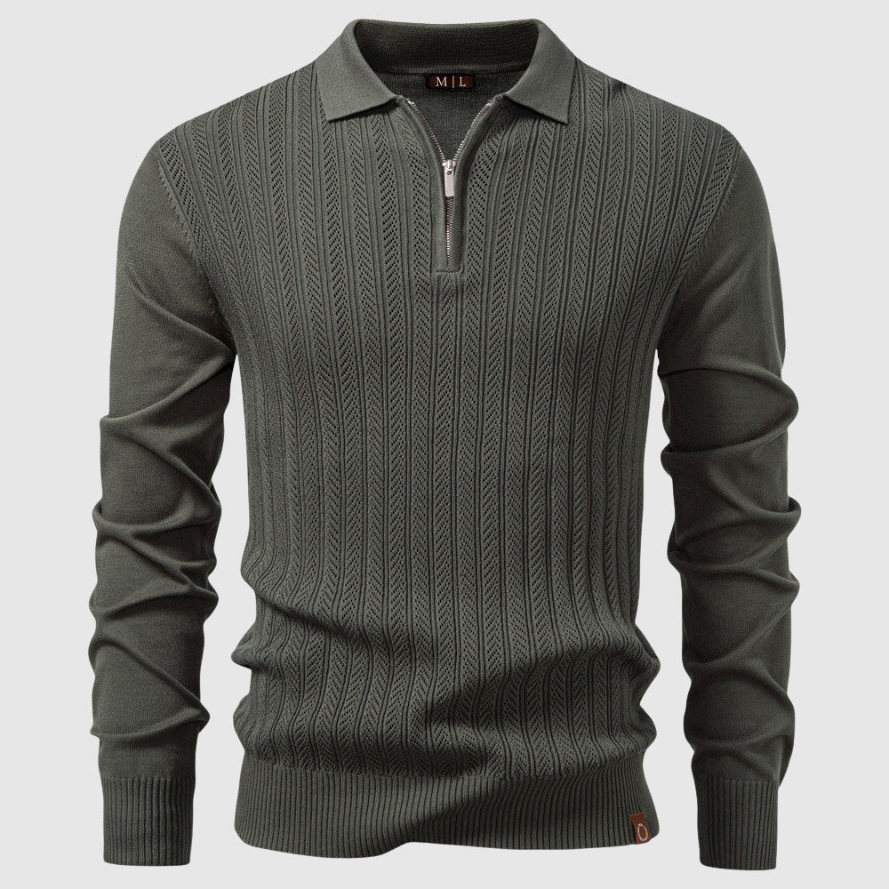 Santino Men’s Half-Zip Knit Sweater – Viscose Blend with Cable Texture
