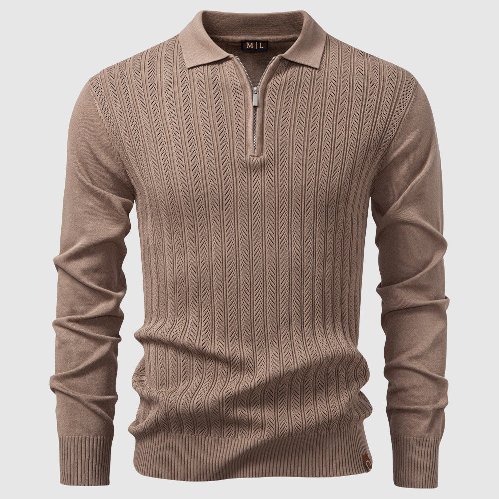 Santino Men’s Half-Zip Knit Sweater – Viscose Blend with Cable Texture