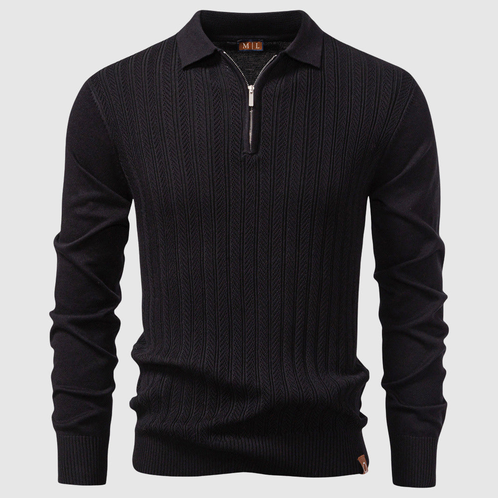 Santino Men’s Half-Zip Knit Sweater – Viscose Blend with Cable Texture