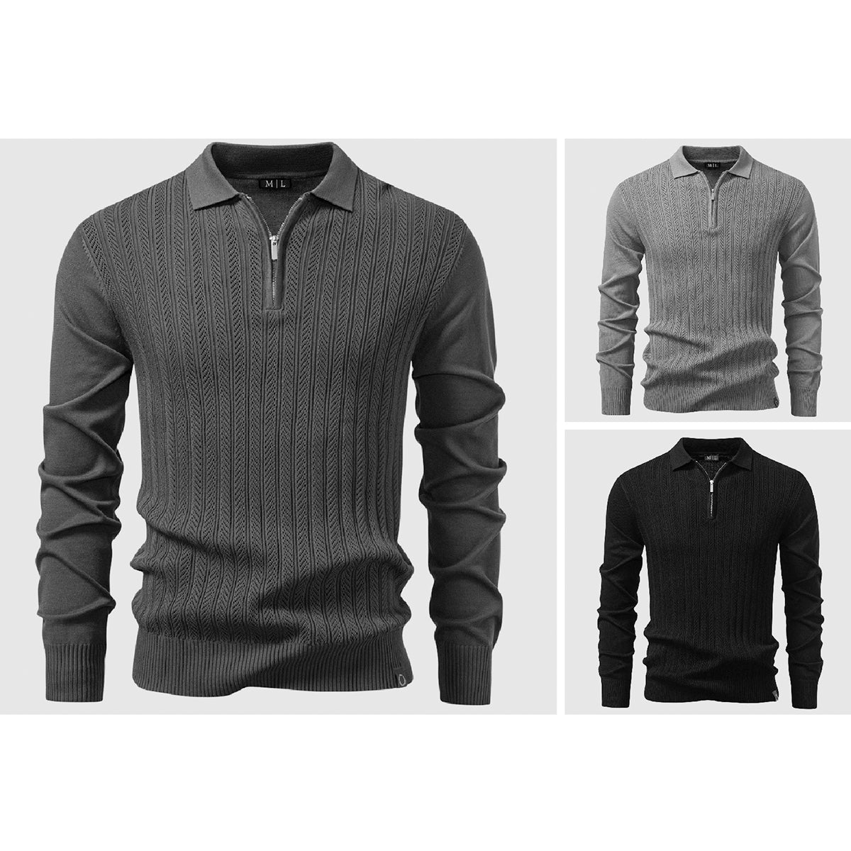 Santino Men’s Half-Zip Knit Sweater – Viscose Blend with Cable Texture