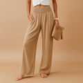 Lois Straight-Leg Trousers - Lightweight Elastic-Waist Pants for Breezy Summer Days