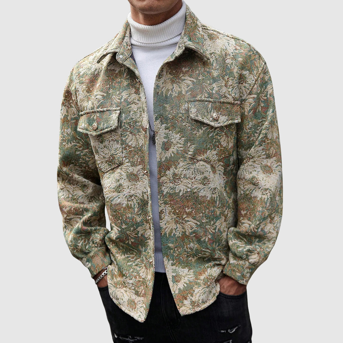 Marco Floral Print Men’s Jacket – Lightweight Casual Outerwear