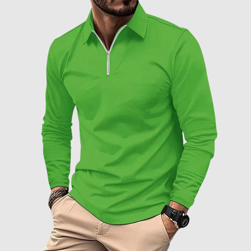 Ethan Men’s Long Sleeve Shirt – Structured Collar Casual Zip Top