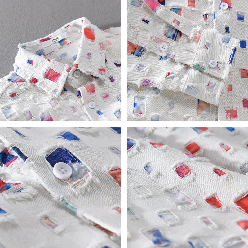 Ezra Mosaic Collared Shirt – Lightweight Abstract Shirt for Travel-Ready Summer Styling