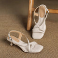 Lucia Women’s Leather Heels – Square Toe Low Kitten Heel