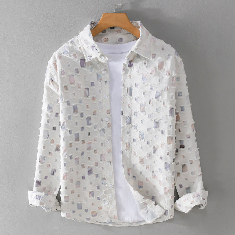 Ezra Mosaic Collared Shirt – Lightweight Abstract Shirt for Travel-Ready Summer Styling