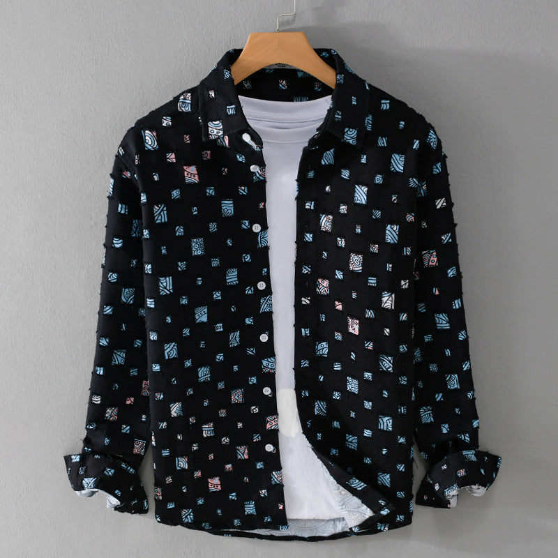 Ezra Mosaic Collared Shirt – Lightweight Abstract Shirt for Travel-Ready Summer Styling