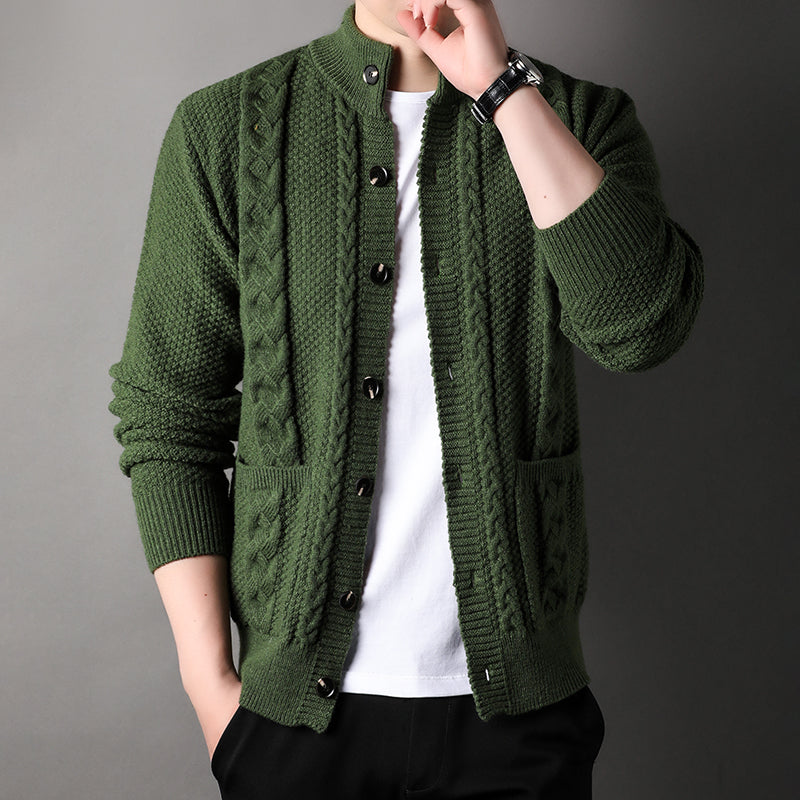 Tristan Men’s Knit Cardigan – Wool-Blend Cable Knit with Button-Up Closure