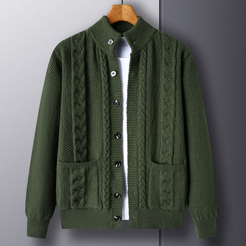 Tristan Men’s Knit Cardigan – Wool-Blend Cable Knit with Button-Up Closure