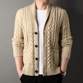 Weston Men’s Cable Knit Cardigan – Classic Shawl Collar