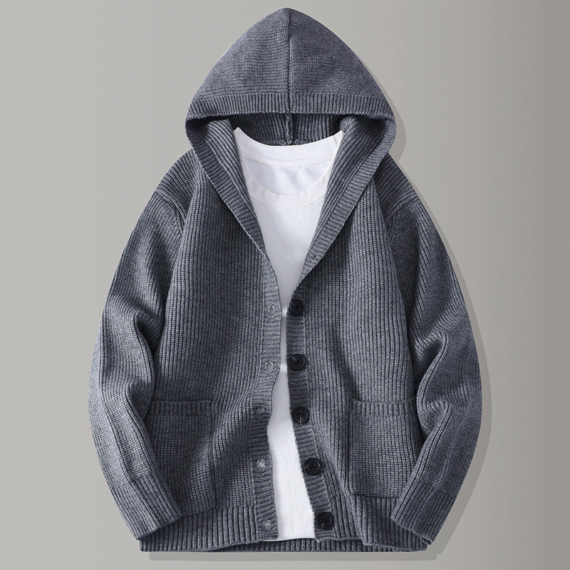 Rafael Men’s Hooded Knit Cardigan – Soft Button-Up Sweater