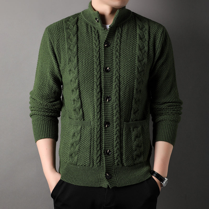 Tristan Men’s Knit Cardigan – Wool-Blend Cable Knit with Button-Up Closure