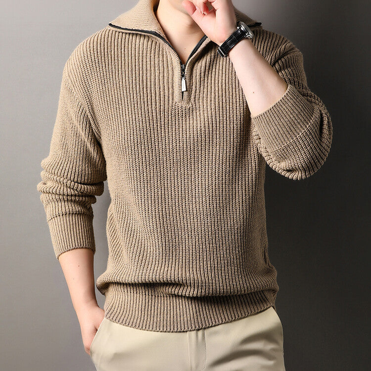 Jourdan Men’s Half Zip Sweater – Thick Ribbed Knit Pullover