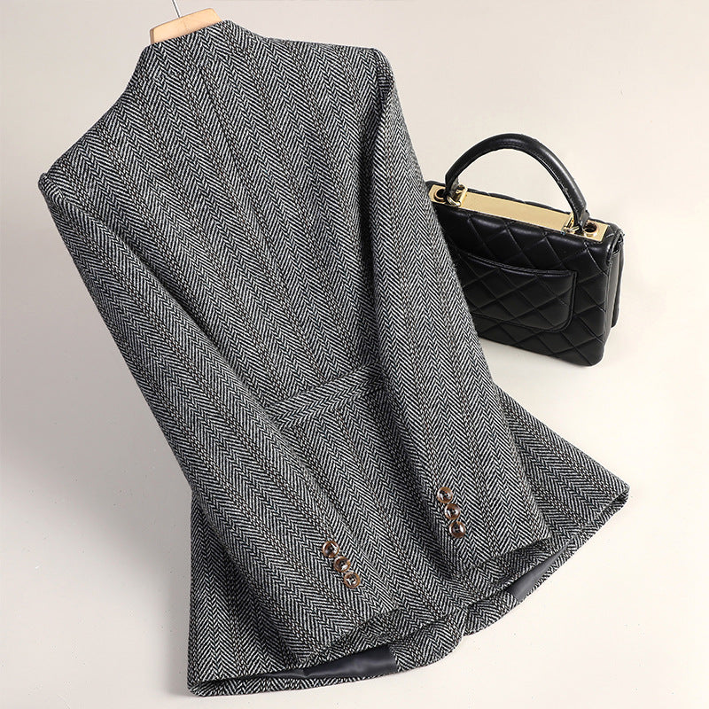 Aiko Women’s Wool Jacket – Kimono-Inspired Outerwear with Obi Belt