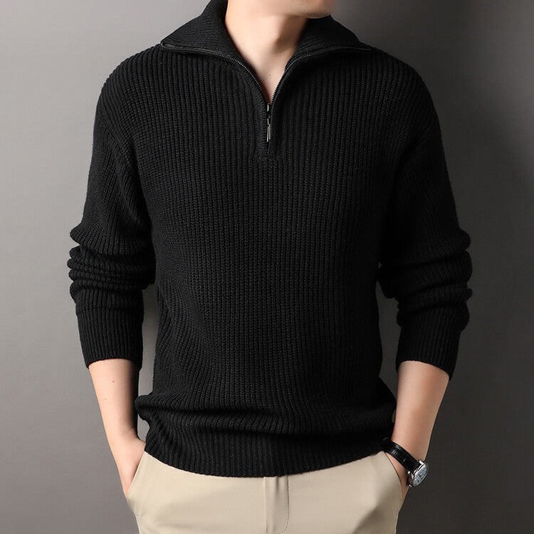 Jourdan Men’s Half Zip Sweater – Thick Ribbed Knit Pullover