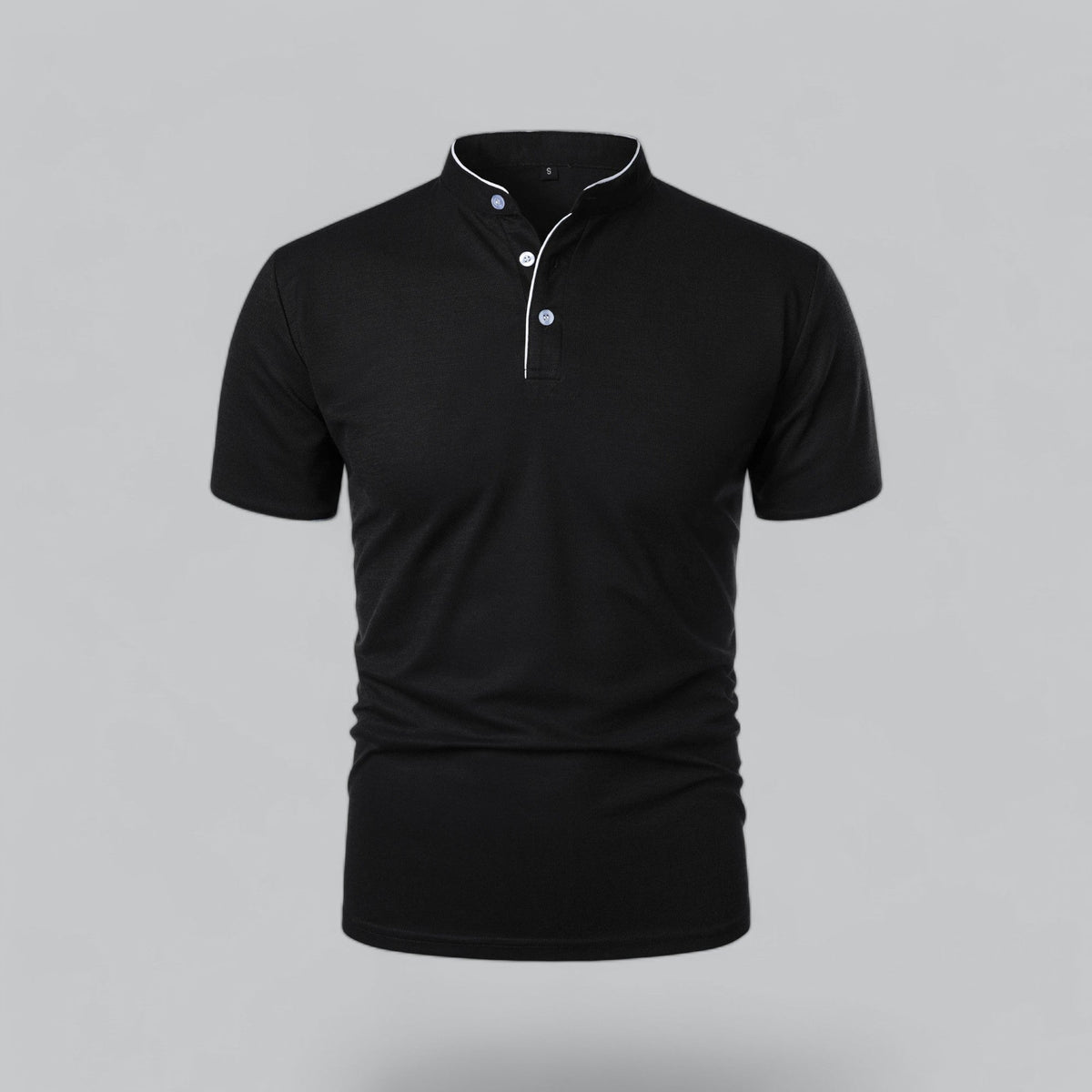 Leandro Collarless Performance Polo Shirt — Lightweight Breathable Casual Top
