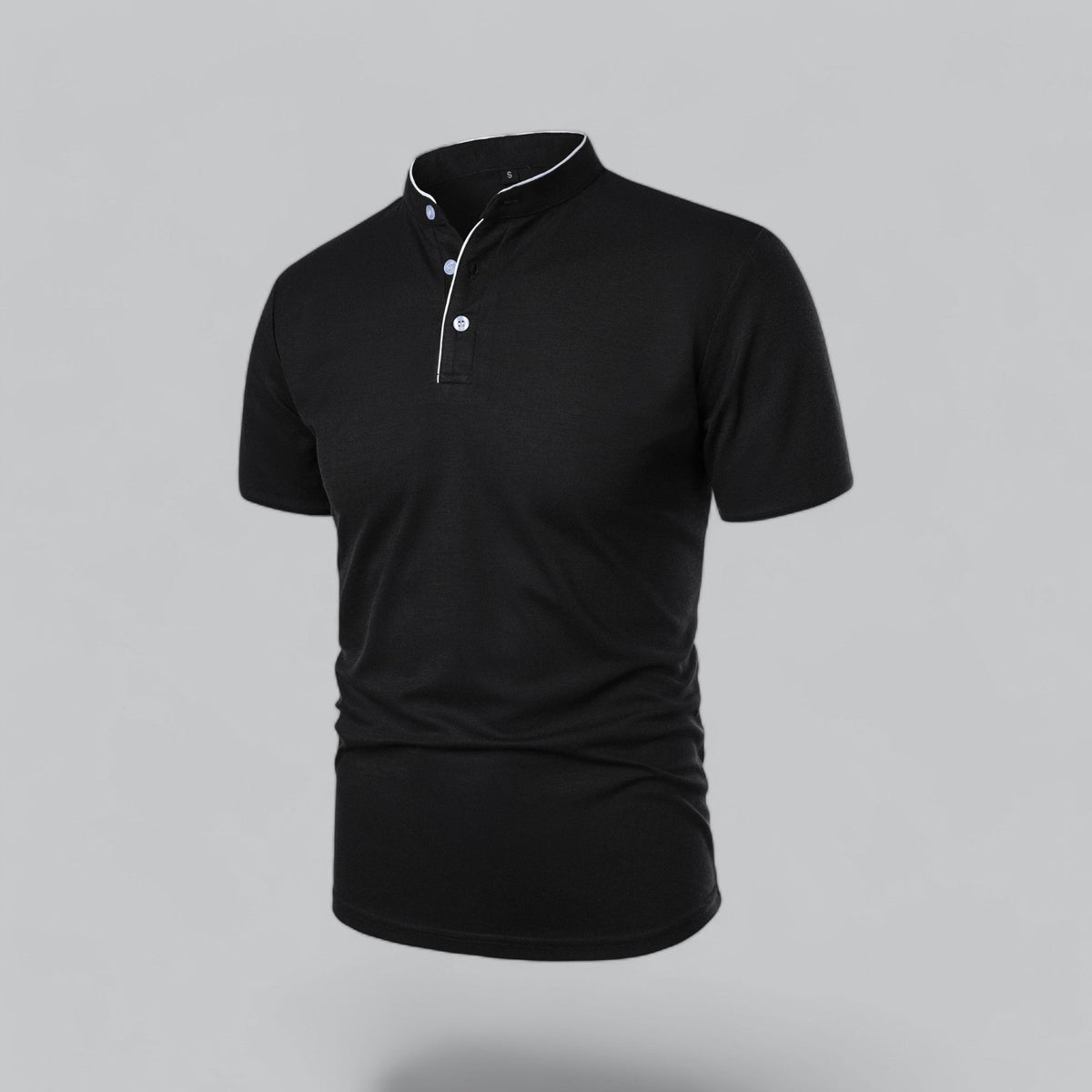 Leandro Collarless Performance Polo Shirt — Lightweight Breathable Casual Top