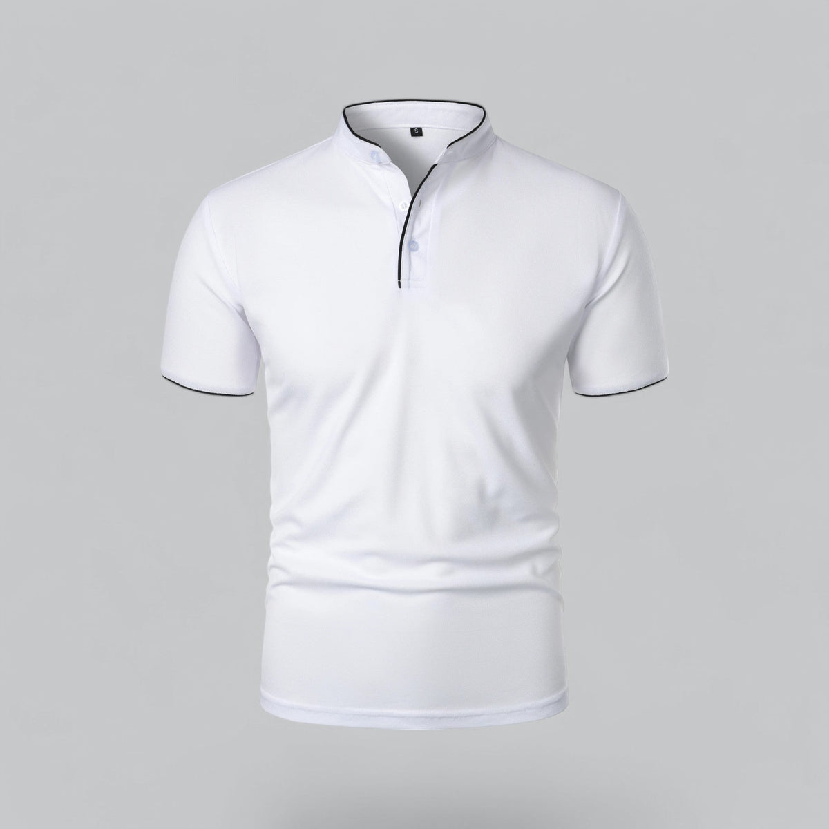 Leandro Collarless Performance Polo Shirt — Lightweight Breathable Casual Top