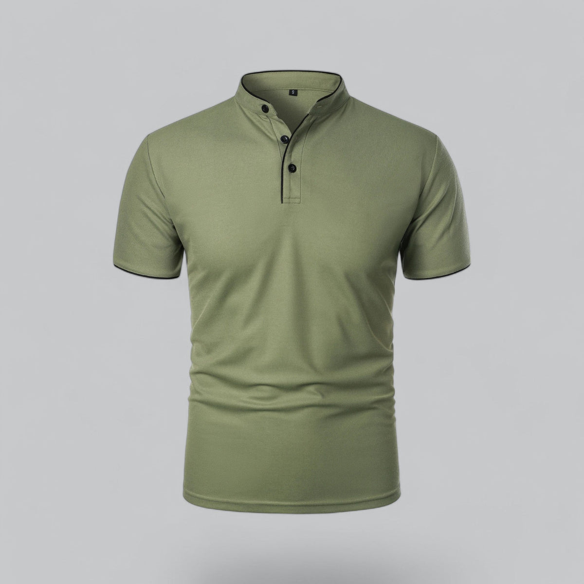 Leandro Collarless Performance Polo Shirt — Lightweight Breathable Casual Top