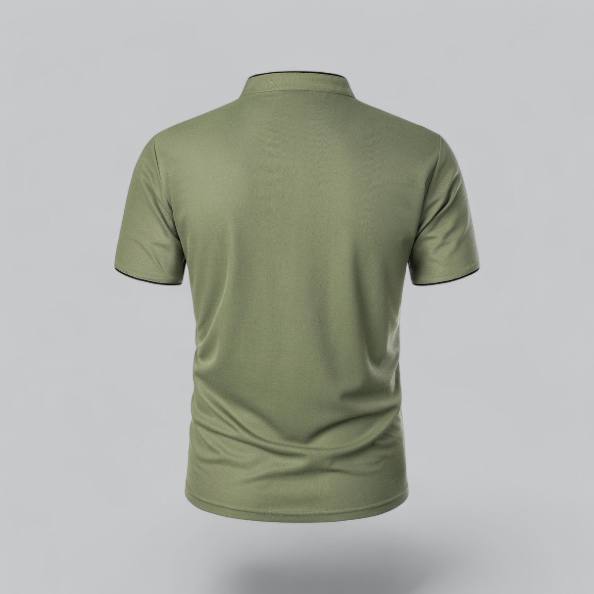Leandro Collarless Performance Polo Shirt — Lightweight Breathable Casual Top
