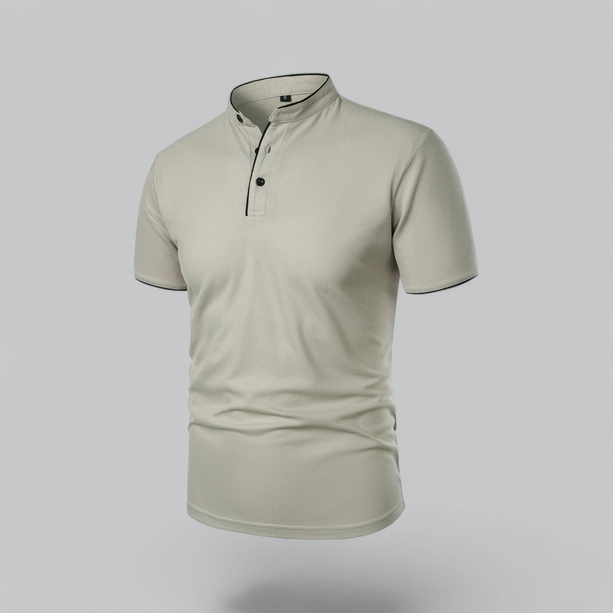 Leandro Collarless Performance Polo Shirt — Lightweight Breathable Casual Top