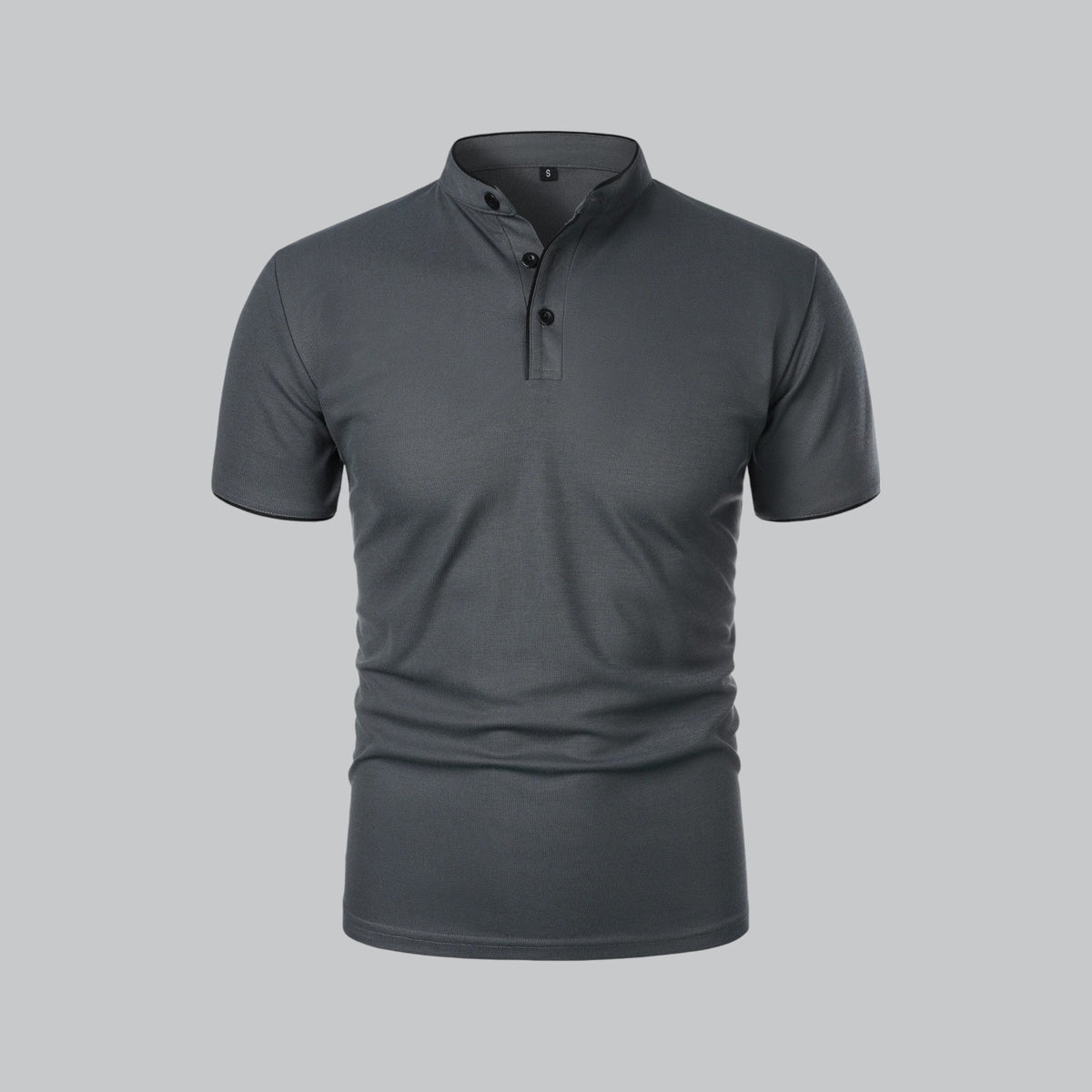 Leandro Collarless Performance Polo Shirt — Lightweight Breathable Casual Top