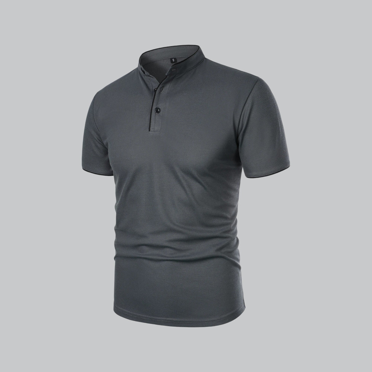 Leandro Collarless Performance Polo Shirt — Lightweight Breathable Casual Top