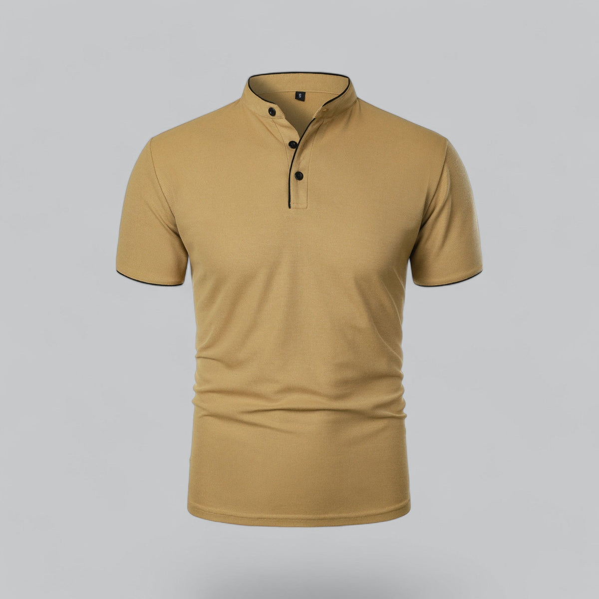 Leandro Collarless Performance Polo Shirt — Lightweight Breathable Casual Top