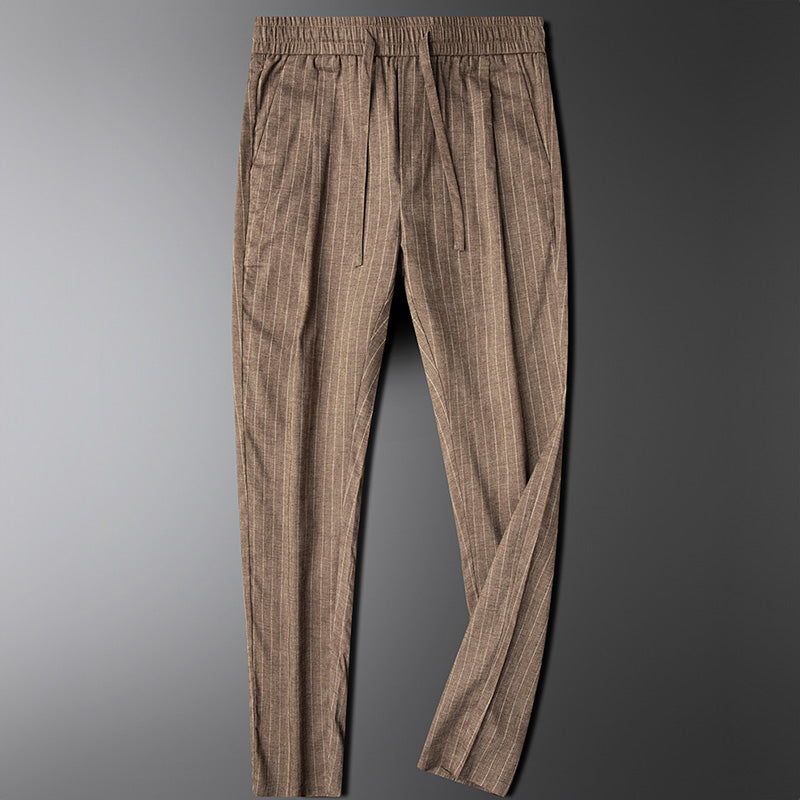 Renzo Linen Pants – Men’s Straight Leg Trousers with Elastic Waistband