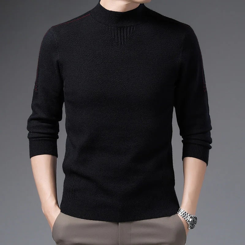 Tomas Men’s Knit Sweater – Jacquard Knit Mock-Neck Pullover